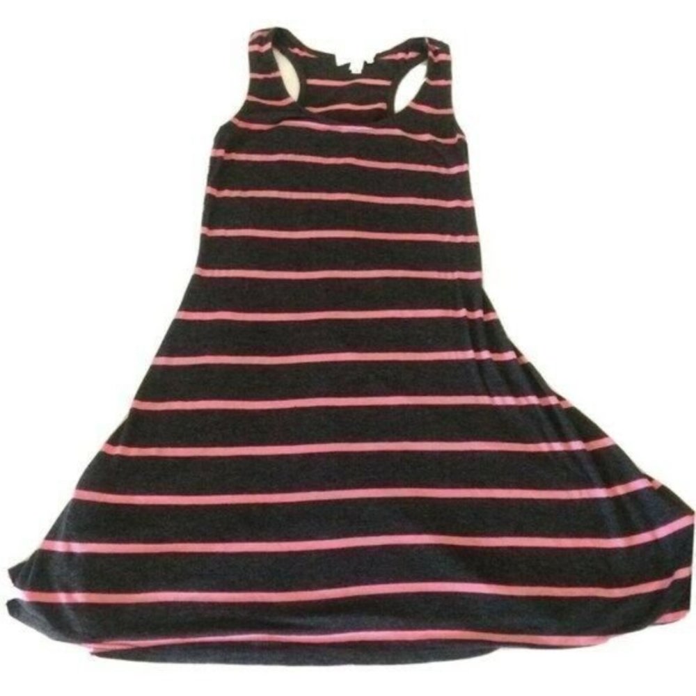 Monteau Los Angeles Women's Sleeveless Gray Pink Stripes Dress Size Small Skater - Picture 3 of 12